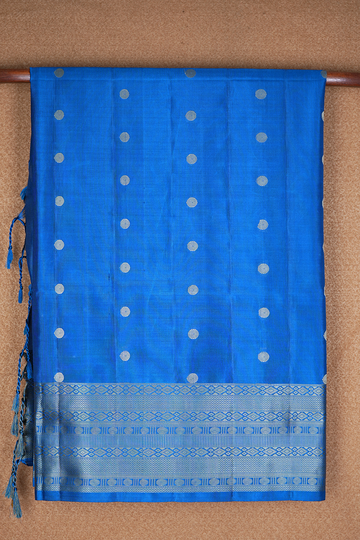 Rudraksh Buttas Cerulean Blue Soft Silk Saree