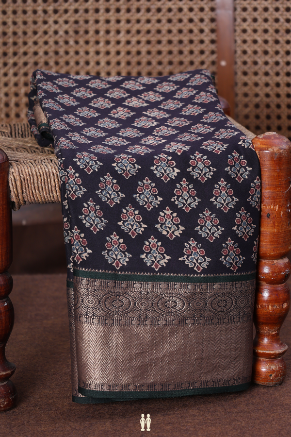 Georgette Saree In Dark Oak Brown With Printed Design