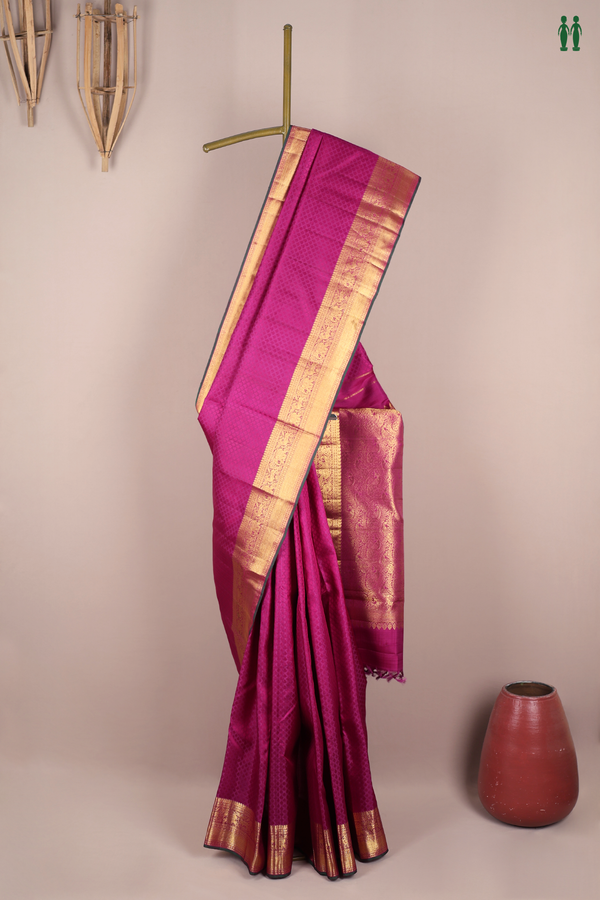 Kanchipuram Silk Saree In Grape Purple With Jacquard Design