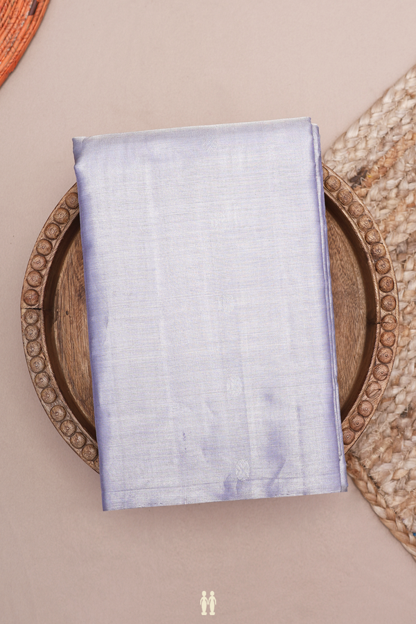Kanchipuram Silk Saree In Grey Tissue With Zari Buttas