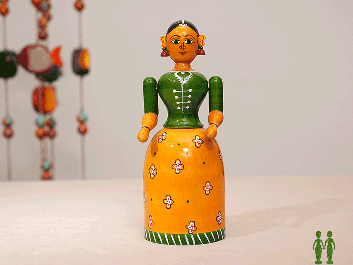 Wooden Handicraft Traditional Girl Doll For Decor Piece