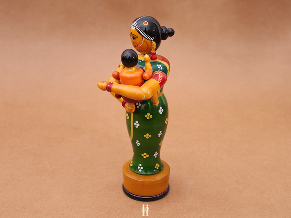Wooden Handicraft Lady With Child For Showpiece