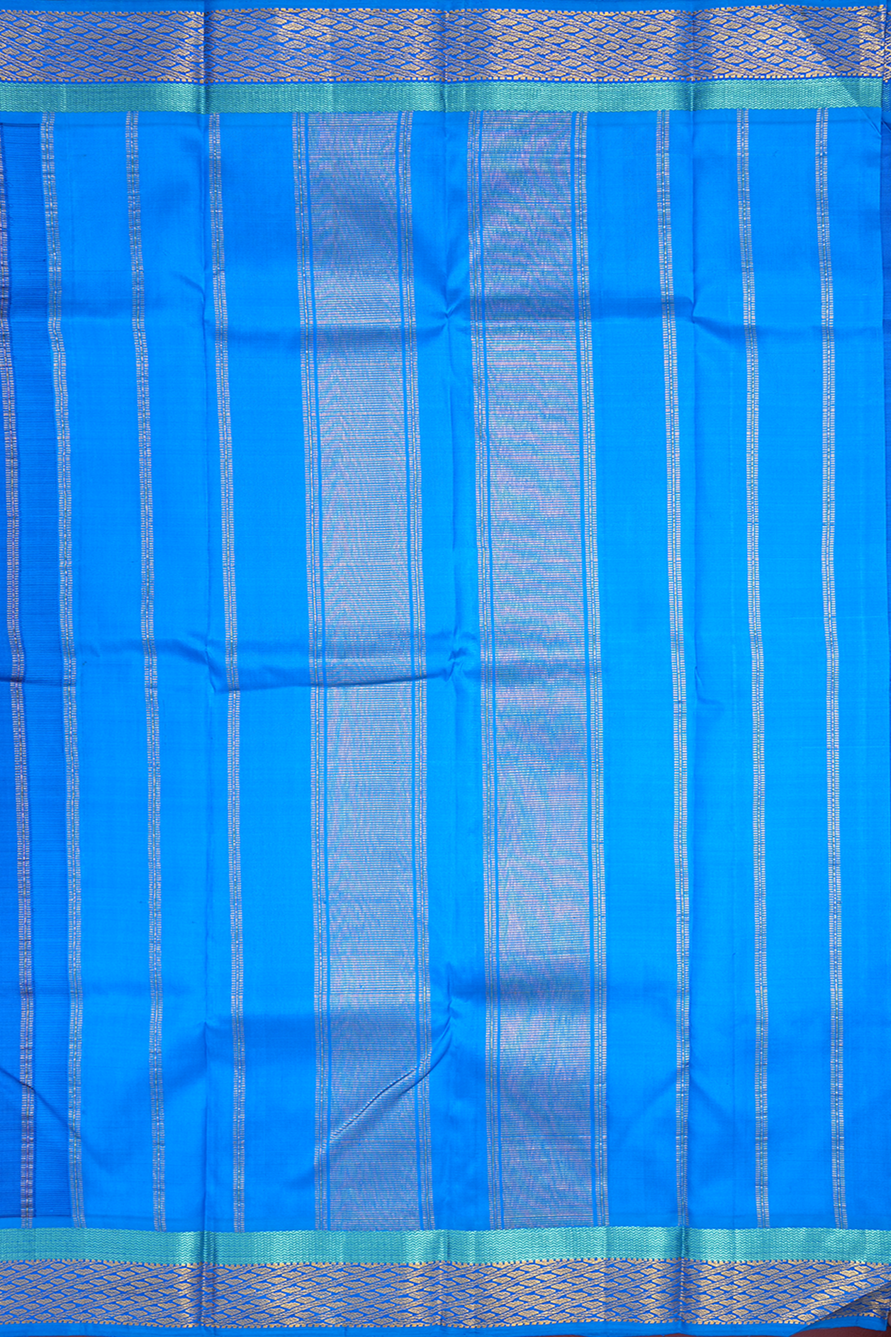 Zari Border Plain Cobalt Blue Kanchipuram Silk Saree