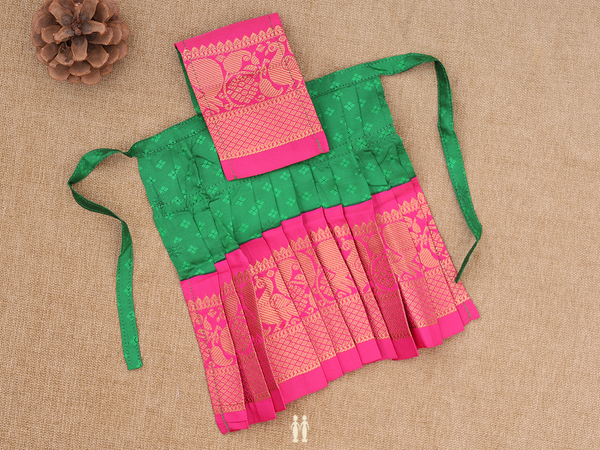 Threadwork Buttas Green Silk Cotton Amman Pavadai Set
