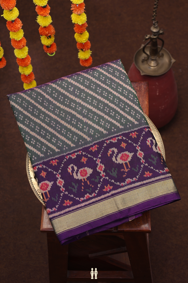Patola Silk Saree In Dual Tone  With Diagonal Design