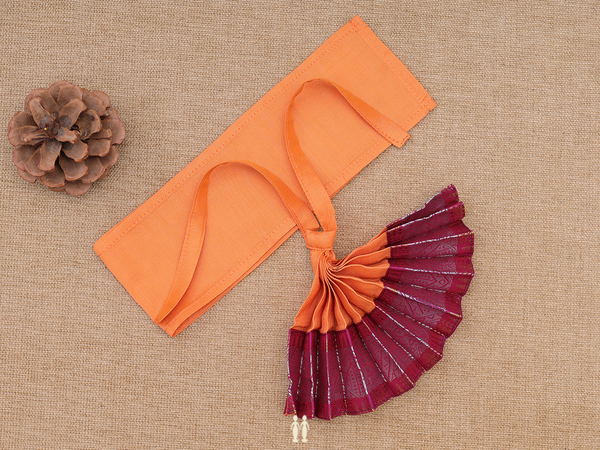 Zari Border Orange Silk Cotton Amman Pavadai Set