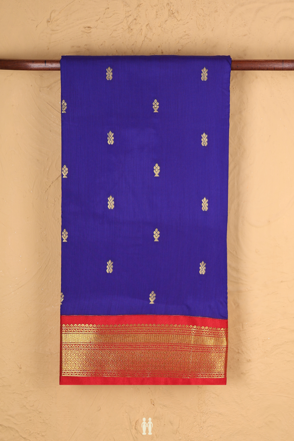 Nine Yards Apoorva Cotton saree In Blue With Floral Buttas