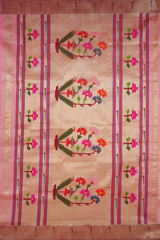 Polka Zari Dots Light Pink Paithani Silk Saree