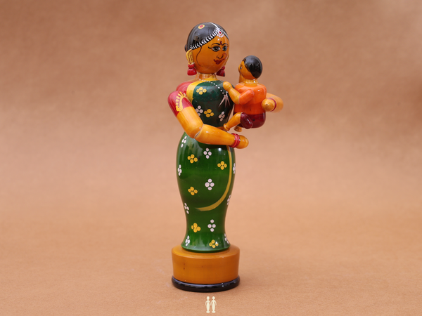 Wooden Handicraft Lady With Child For Showpiece
