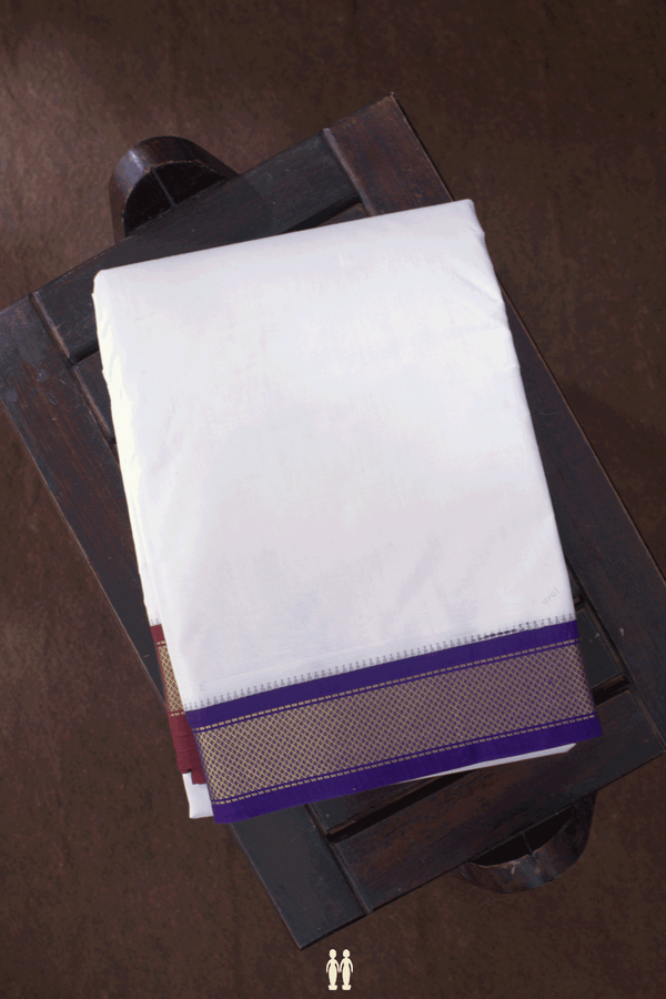Ganga Jamuna Border White Silk Dhoti With Angavastram Set