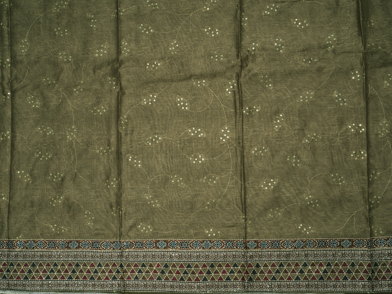 Chamki Work Design Chalet Green Chanderi Salwar Material