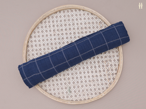 Checks Design Prussian Blue Linen Towel