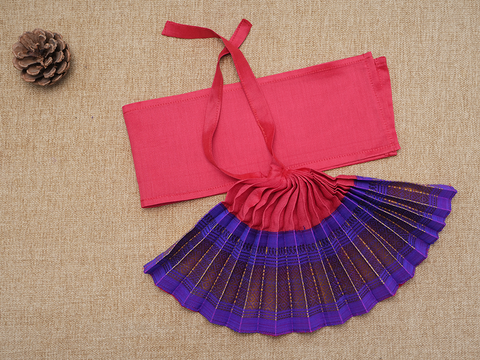 Zari Border Red And Purple Silk Cotton Amman Pavadai Set