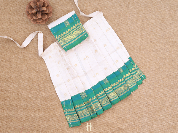 Zari Buttas White Silk Cotton Amman Pavadai Set