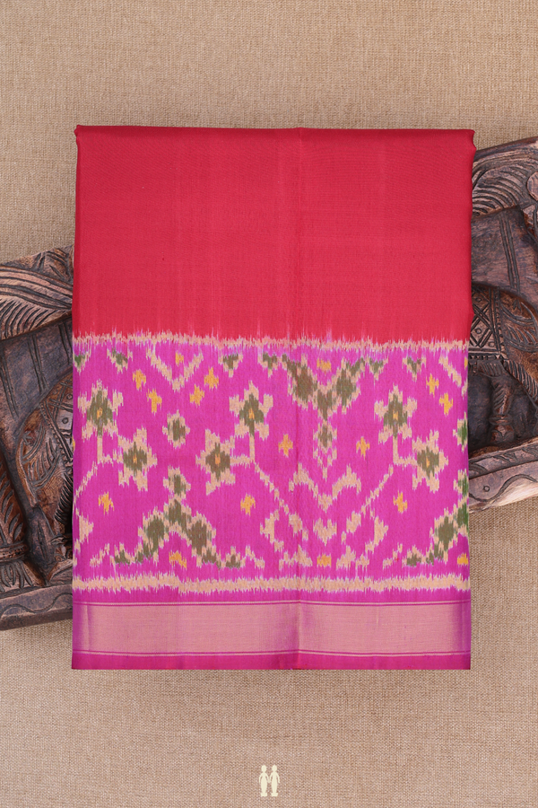 Patola Silk Saree In Purple Rose With Ikat Design
