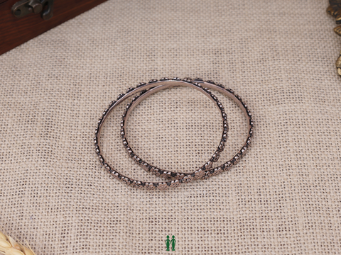 Floral Design Oxidized Pure Silver Bangles