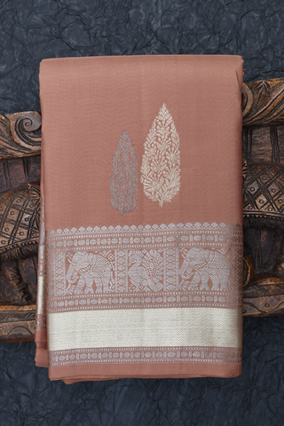 Floral Motifs Cocoa Brown Kanchipuram Silk Saree