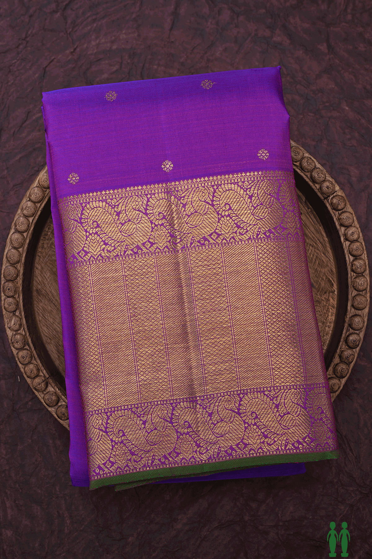 Floral Zari Buttis Purple Kanchipuram Silk Saree