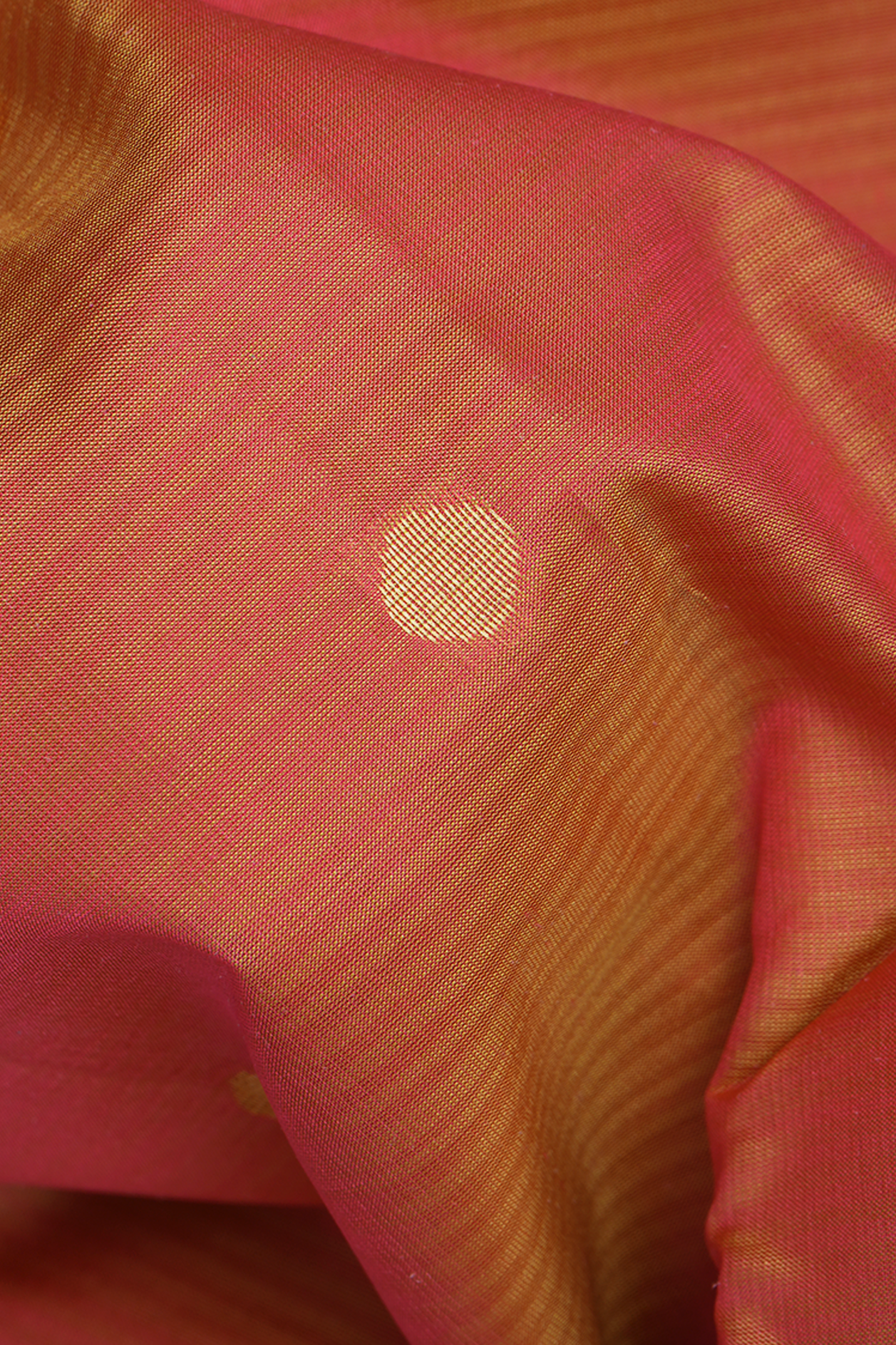 Polka Dots Coral Orange Kanchipuram Silk Saree