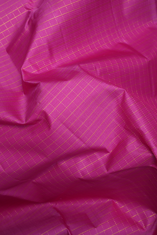 Zari Checked Design Rani Pink Kanchipuram Silk Saree