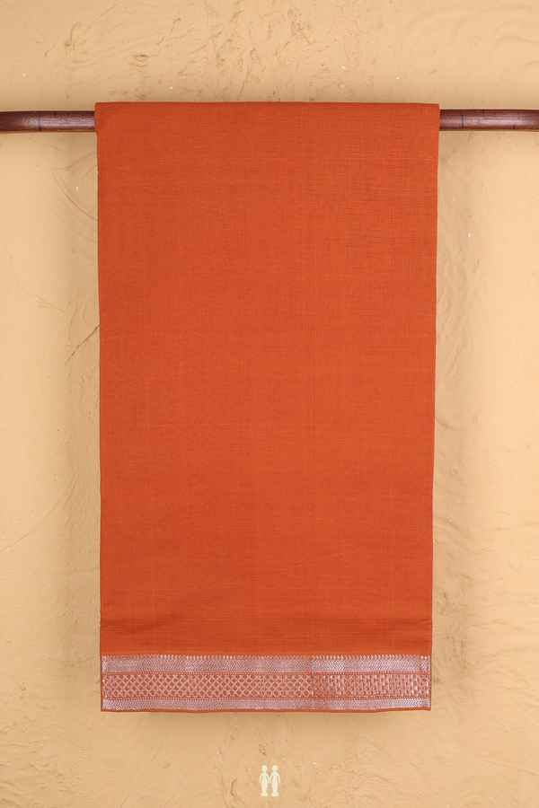 Mangalagiri Cotton Saree In Ginger Orange With Zari Border