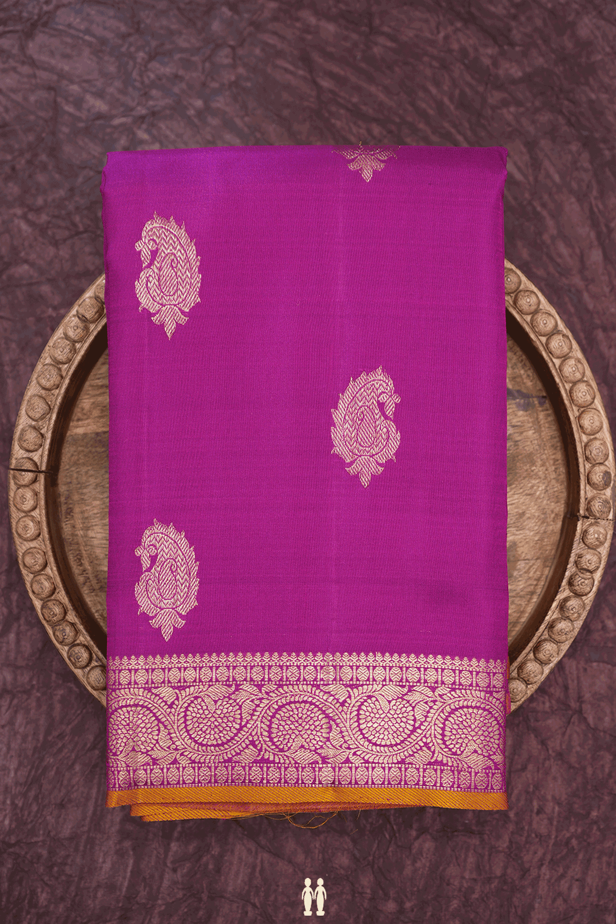 Paisley Zari Motifs Purple Rose Kanchipuram Silk Saree