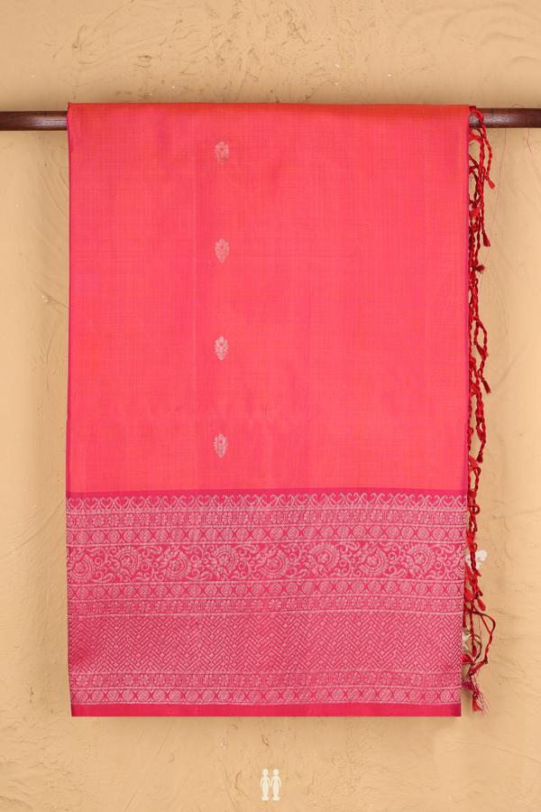 Soft Silk Saree In Pink With Zari Buttas