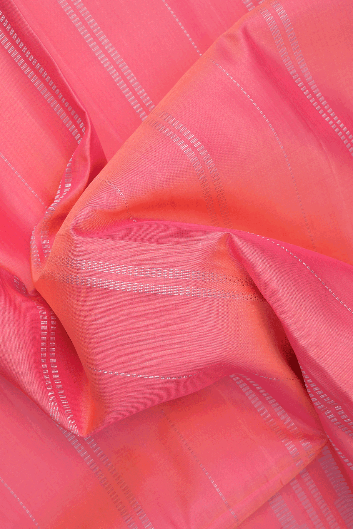 Zari Stripes Design Coral Pink Soft Silk Saree