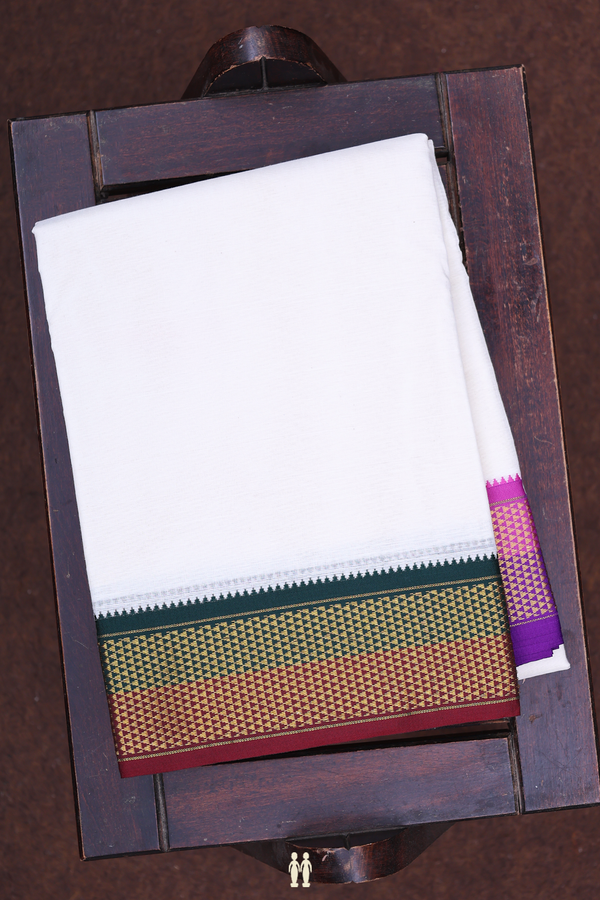 Ganga Jamuna Border White Cotton Dhoti With Angavastram Set