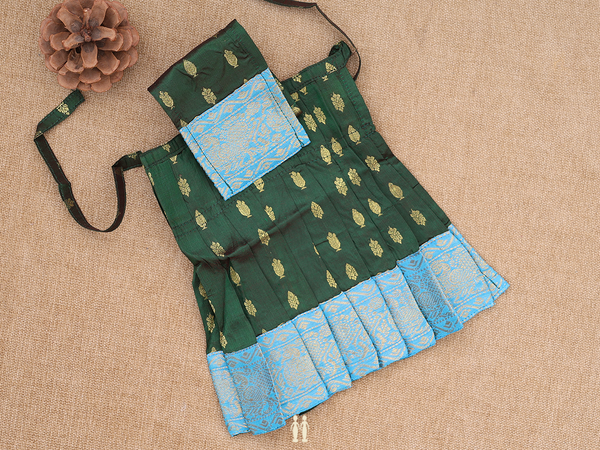 Zari Buttas Green Silk Cotton Amman Pavadai Set