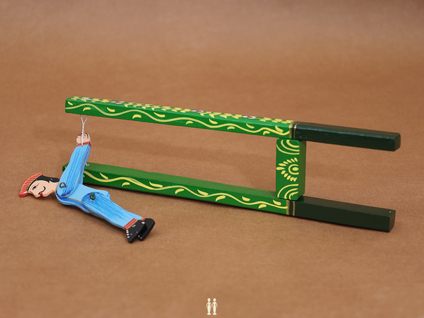 Wooden Handicraft Multicolor Jumping Man Toy