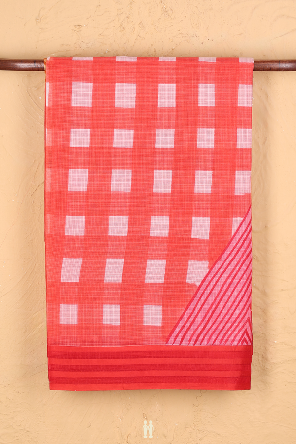 Kota Silk Saree In Red With Printed Design