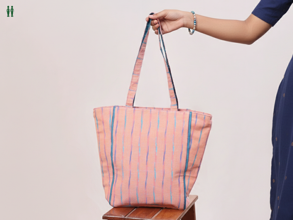 Printed Design Dusty Pink Cotton Hand Bag
