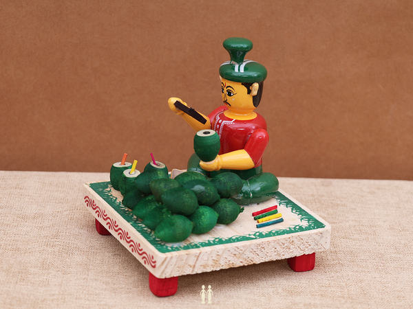 Wooden Handicraft Coconut Seller For Showpiece