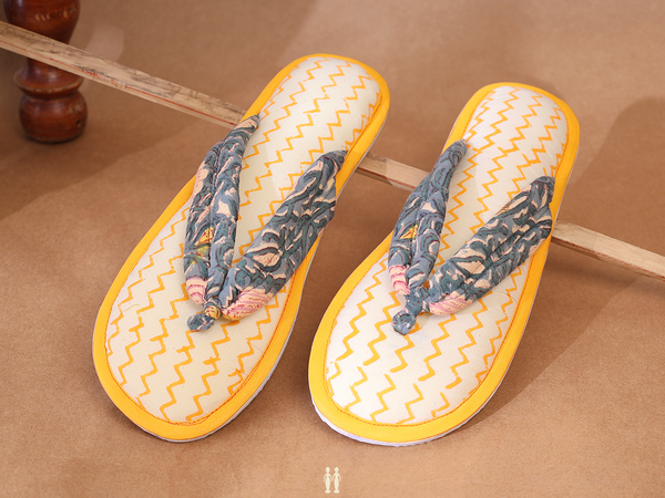 Printed Design White Cotton Slippers