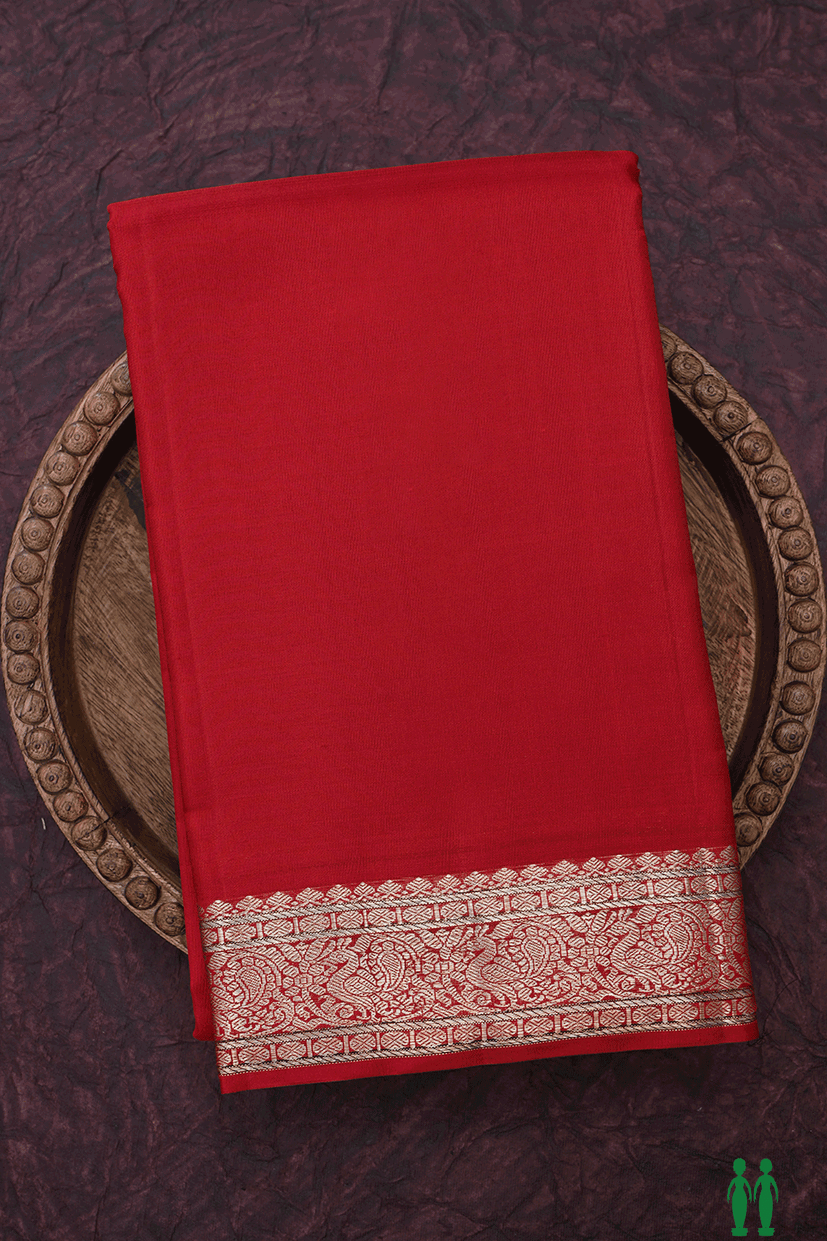 Peacock Rudraksh Border Scarlet Red Kanchipuram Silk Saree