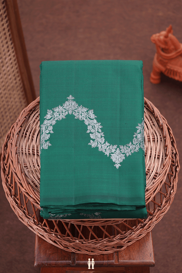 Kanchipuram Silk Saree In Forest Green With Allover Design