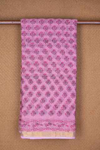 Floral Printed Design Pink Kota Cotton Saree