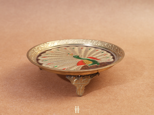 Peacock Design Brass Pooja Stand