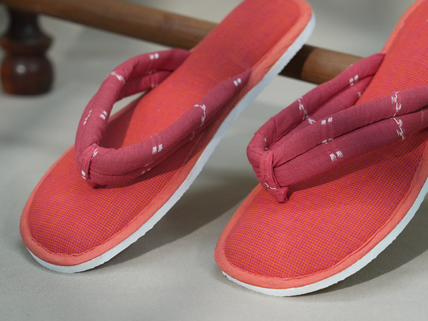 Self Design Red Cotton Slippers