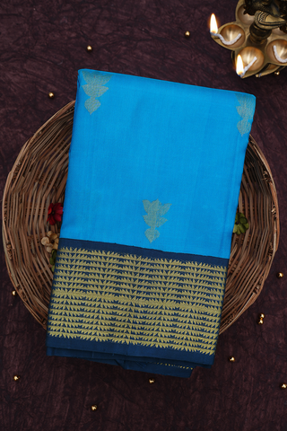 Floral Zari Buttas Cerulean Blue Mathappu Collection