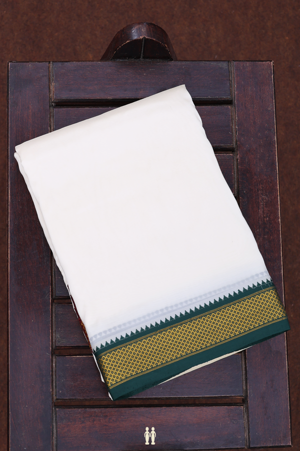 Ganga Jamuna Border White Cotton Dhoti With Angavastram Set