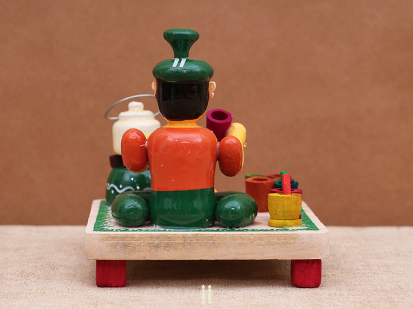 Wooden Handicraft Tea Seller For Showpiece