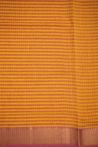 Allover Striped Design Honey Yellow Mangalagiri Cotton Saree