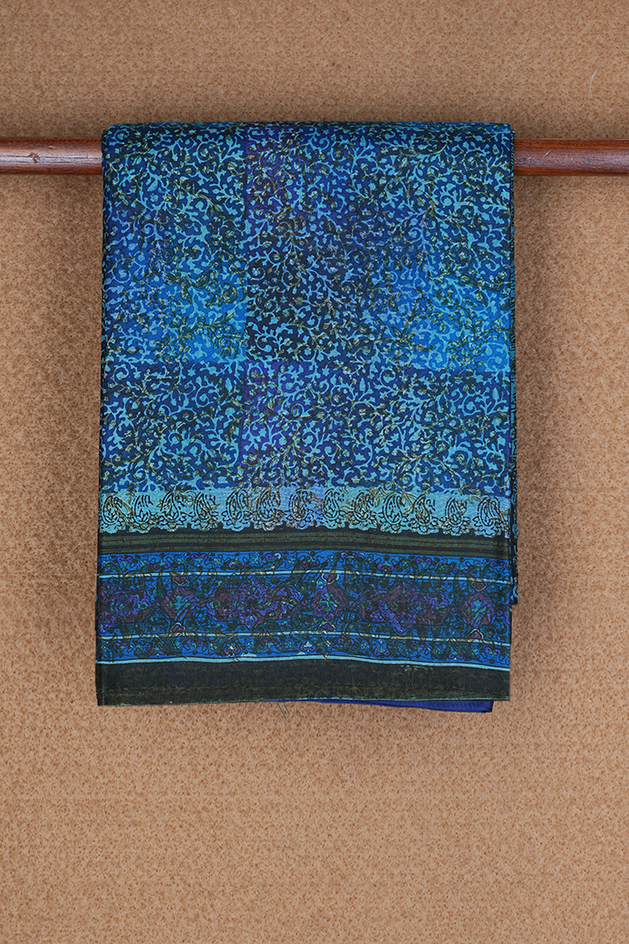 Allover Design Shades Of Blue Printed Silk Saree