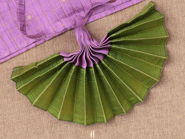 Contrast Border Mauve Silk Cotton Amman Pavadai Set