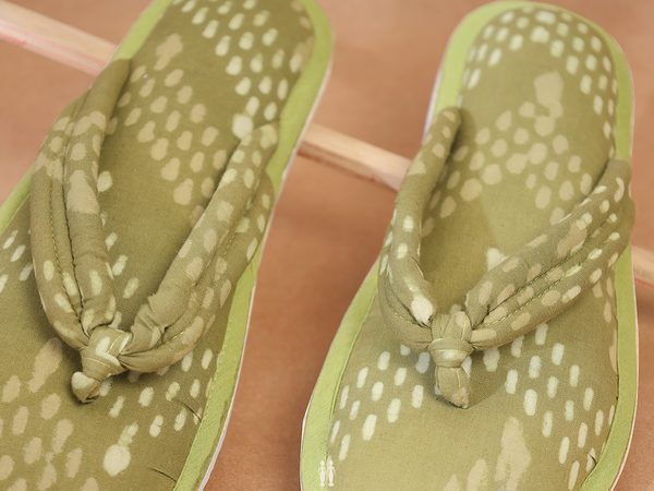Printed Design Green Cotton Slippers