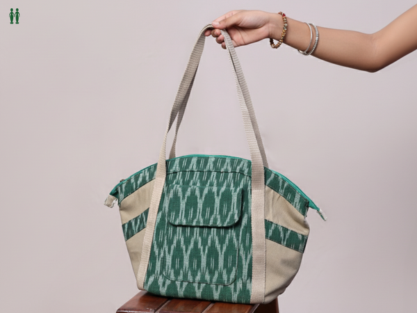 Printed Design Black Cotton Hand Bag