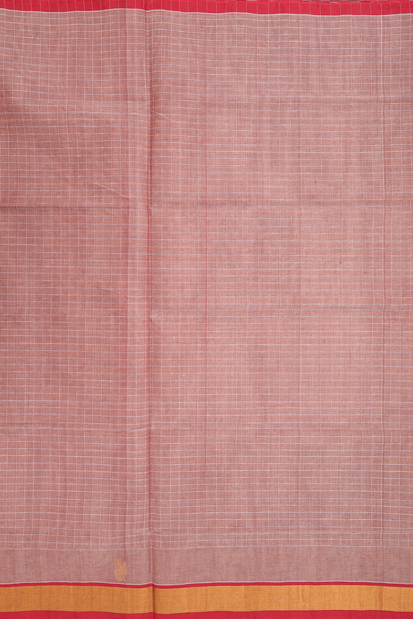 Venkatagiri Cotton Saree In Cocoa Brown With Checks Design