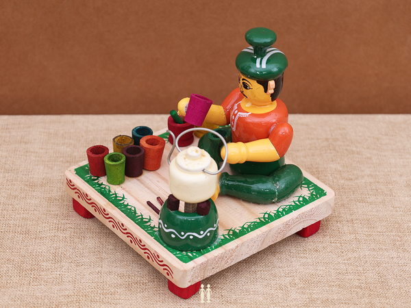 Wooden Handicraft Tea Seller For Showpiece